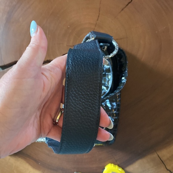 Brighton CHER Croc Patent Leather Black Shoulder Bag AND matching Wallet - Picture 9 of 15